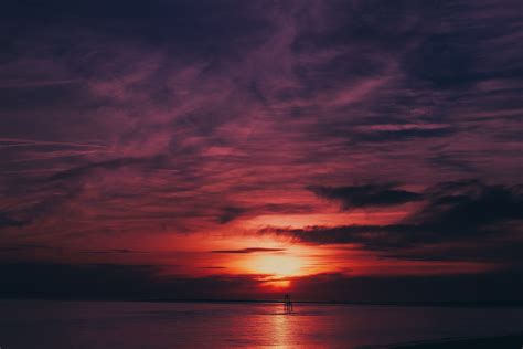 Wallpaper Sunset Sea Water Reflection Sunrise Evening Horizon Atmosphere Flares Dusk