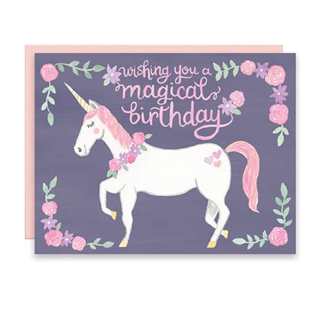 Unicorn Birthday Card Magical Unicorn Birthday Card Wishing Etsy