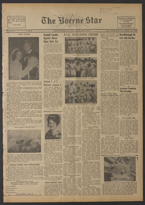 The Boerne Star (Boerne, Tex.), Vol. 70, No. 33, Ed. 1 Thursday, August