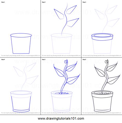 How To Draw Plant In Pot Printable Step By Step Drawing Sheet