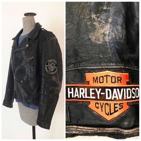 If you can't sew, and your significant other just never has the time, you can always find someone to sew patches on at. Vintage Harley Davidson Patch Black Leather Moto Jacket ...