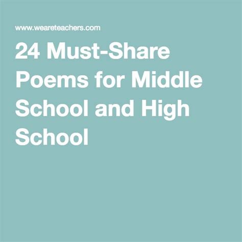 24 Must Share Poems For Middle School And High School Poems For