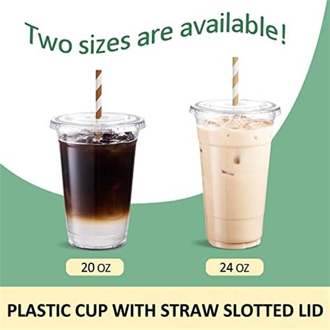 Eupako 24 Oz Plastic Cups With Lids Iced Coffee Cups With Lids 50 Sets