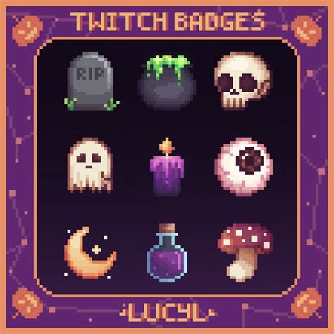 9x Twitch Sub Badges Bit Badges Emote Pixel Art Witchy Etsy