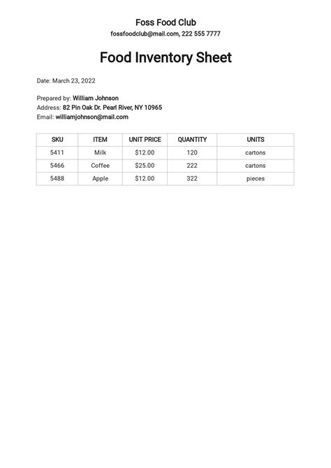 Free Inventory Sheet Templates Download In Word Pages Excel Numbers Google Docs Google