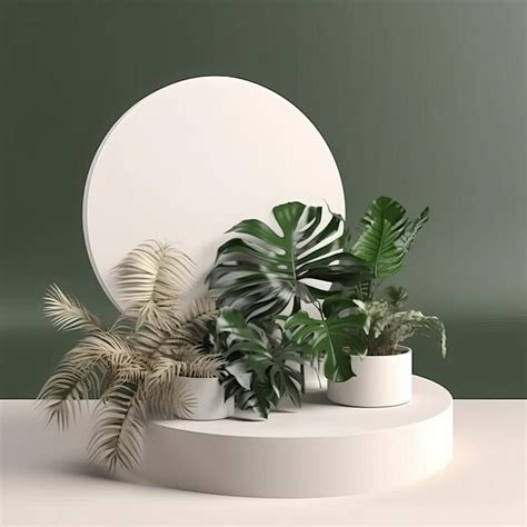 Premium Ai Image A White Round Object With Plants On It And A Round