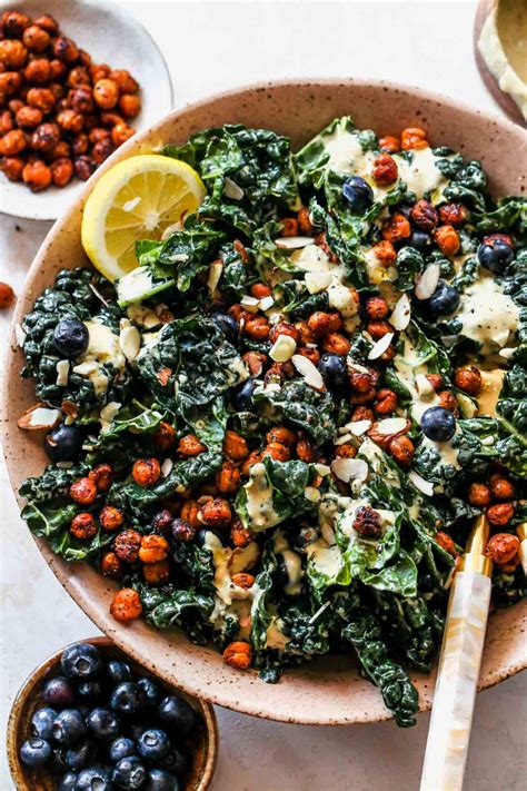 Blueberry Kale Caesar Salad With Smoky Chickpeas Vegan Dishing Out