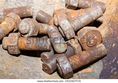 Old Rusty Bolt Nut Pile Bolts Stock Photo Edit Now 1921607576