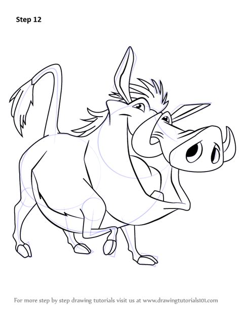 Learn How To Draw Pumba From The Lion King The Lion King