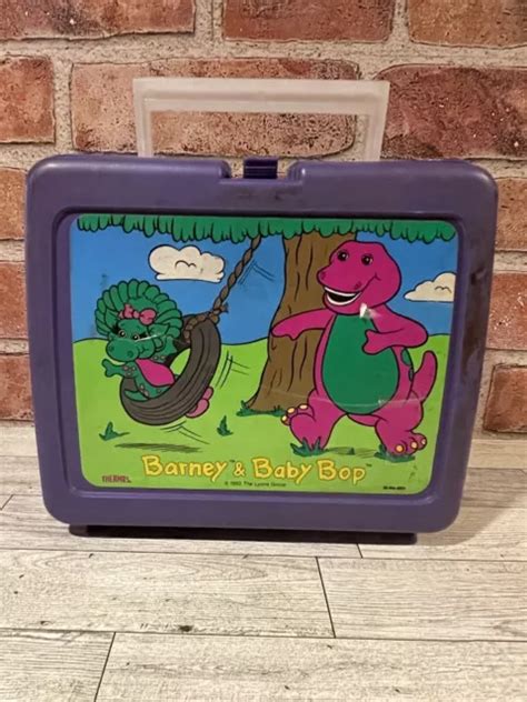 Vintage 1992 Barney Baby Bop Plastic Lunch Box Thermos Lunchbox Only 2