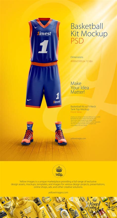 Download Basketball Kit W/ V-Neck Tank Top Mockup / Front View ...