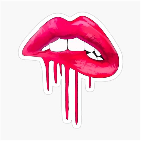 Pink Drip Lips Sticker By Haileybach Lips Painting Lips Drawing