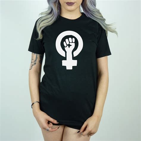 Enjoythespirit Women T Shirt Feminist Fist T Shirt Black Cotton Women S