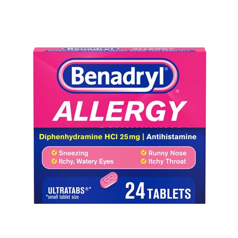 Benadryl Ultratabs Antihistamine Cold And Allergy Relief Tablets 24 Ct