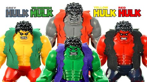LEGO The Hulk vs Red Hulk vs Grey Hulk vs Yellow Hulk KnockOff Big