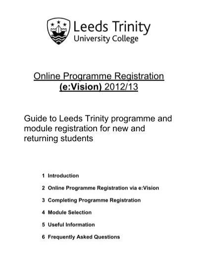 Online Programme Registration Leeds Trinity University