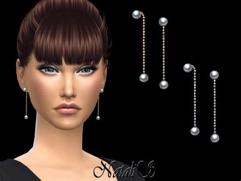 The Sims Resource Natalisdouble Pearl Chain Earrings