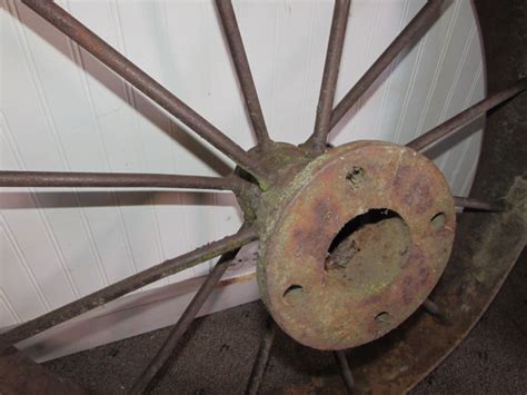 Lot Detail Antique Metal Wagon Wheel With 4 Wide Rim