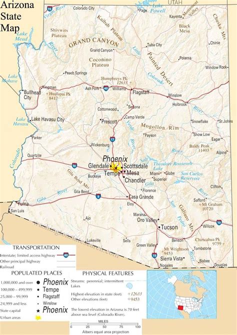 ♥ Arizona State Map A Large Detailed Map Of Arizona State Az