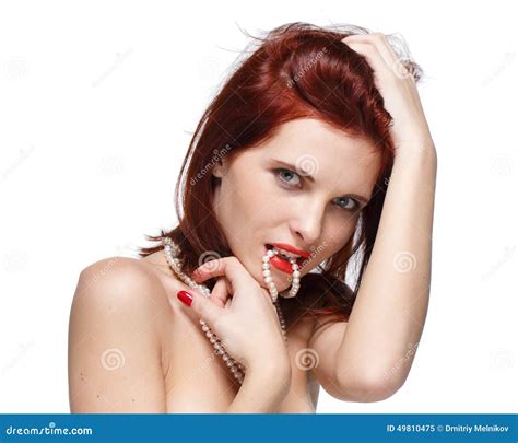 Portrait Of Beautiful Red Haired Woman Stock Image Image Of Care