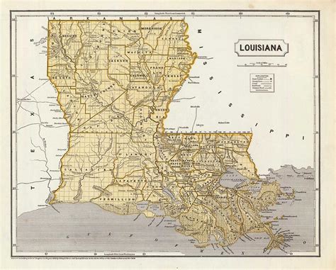 Vintage Map Of Louisiana 1845 Drawing By Cartographyassociates Pixels