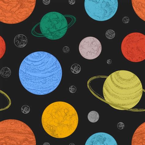 Premium Vector Seamless Pattern With Planets And Other Celestial