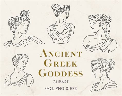 Greek Mythology Clipart In Svg Ancient Goddess Art In Minimal Style