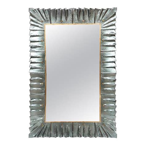 Rectangular Murano Sea Green Glass Framed Mirror For Sale At 1stdibs