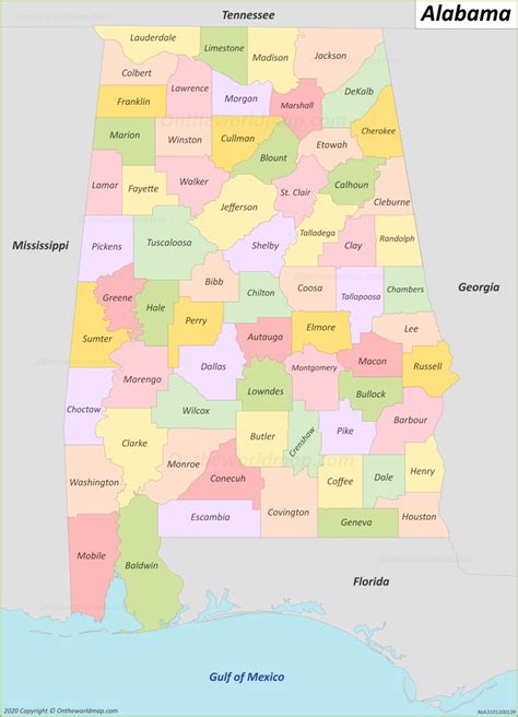 Alabama Counties Map With Numbers