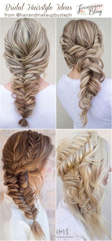 Two braids that come from the front of the hair and meet at the back is a great way to achieve a half up, half down wedding hairstyle. 30+ Stunning Wedding Hair Styles from ...