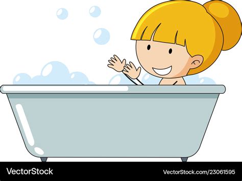 a girl taking bath royalty free vector image vectorstock