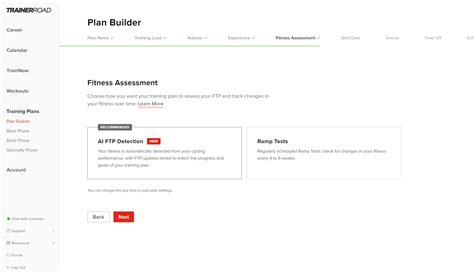 How to set Fitness Assessment Preferences for Your Training Plan