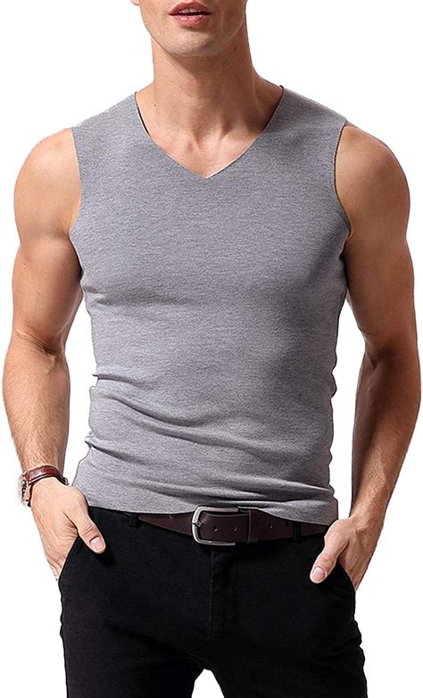 Warmfort Mens Seamless V Neck Thermal Tank Top Elastic Undershirts With Fleece Lined At Amazon