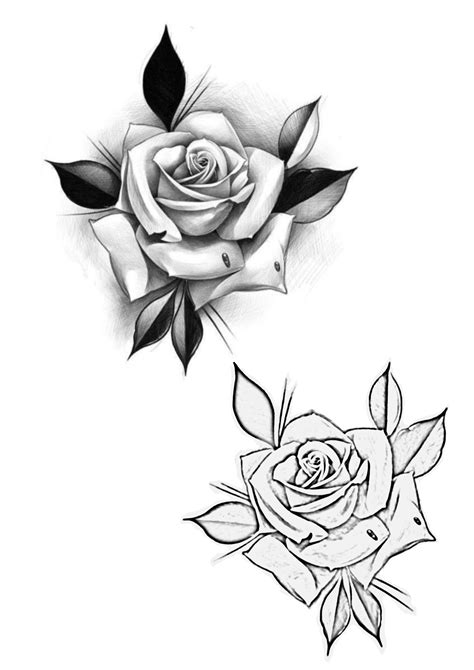 Realistic Rose Tattoo Stencil