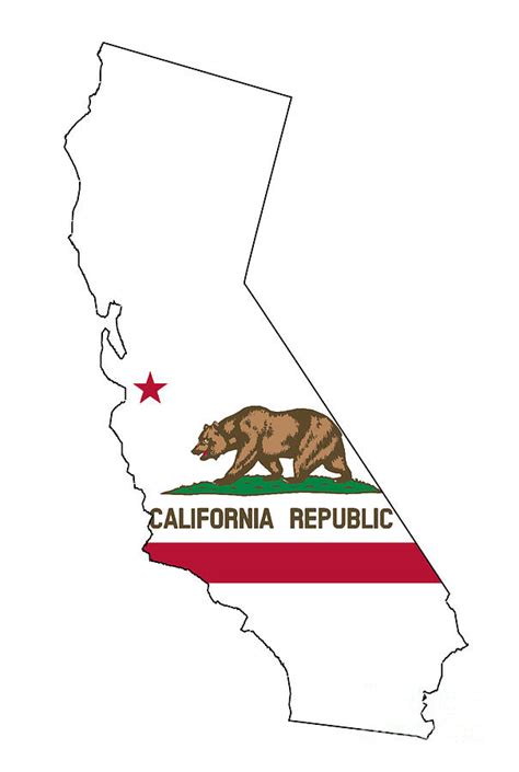 California State Outline Map and Flag Digital Art by ...