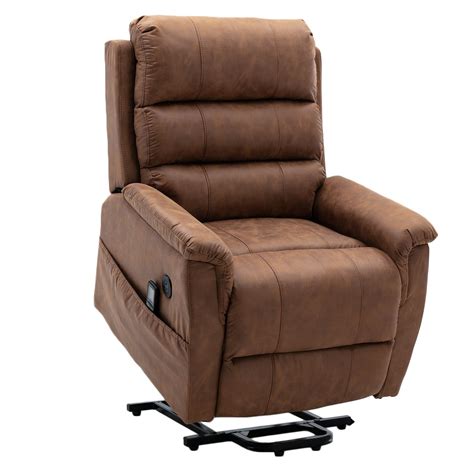 Lifesmart Brown Microsuede Powered Reclining Recliner With Lift