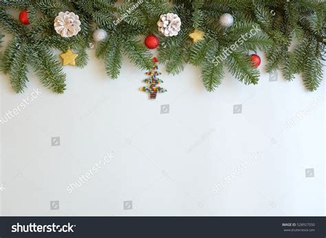 Christmas Background With Pine Tree Branches Stock Photo 528927550