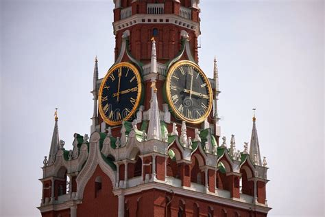 Spasskaya Tower Of Moscow Kremlin Famous Chimes Are The Main Clock Of