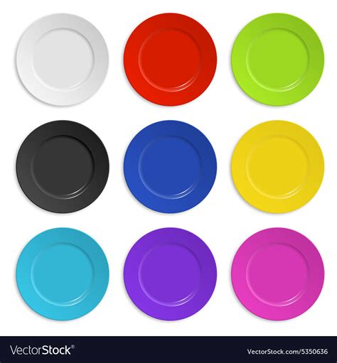 Set Of Colored Plates Isolated On White Royalty Free Vector