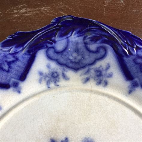 Antique Flow Blue Wood And Brownfield Hindostan Cake Platter Etsy