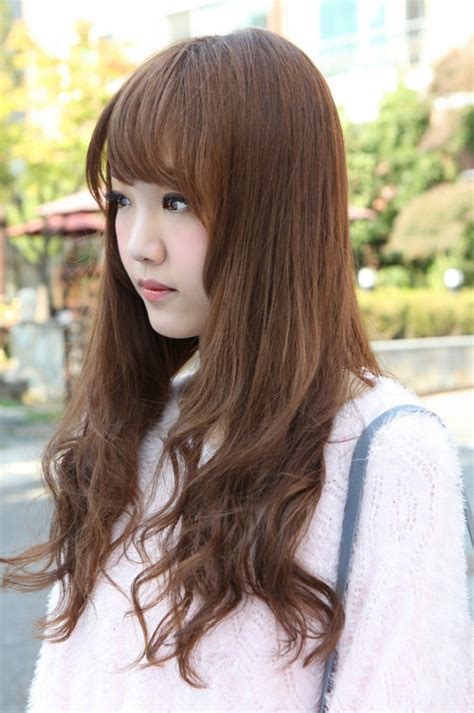 South koreans are adept at experimenting with new hair colors and trends. Cute Korean Hair style for Girl's : Long Brown Hair With ...