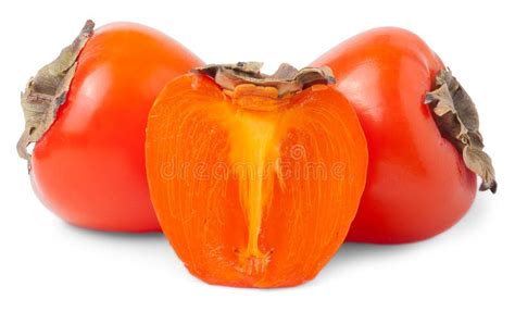 Two Whole And One Half Persimmons Stock Image Image Of Vitamin