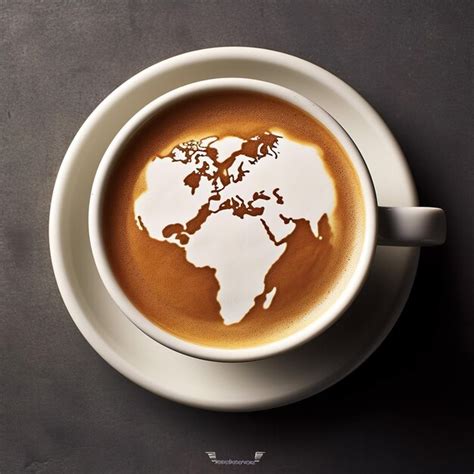 Premium Ai Image Coffee Cup World Map Illustration Represents