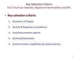 supplier selection criteria masmic