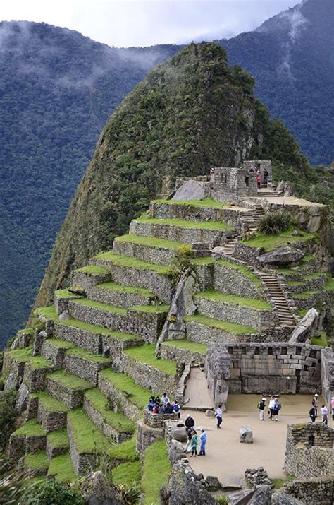 Pyramid Of Intiwatana Macchu Picchu Peru Travel Wall Garden Space