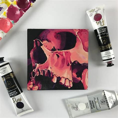 Acrylic Skull Painting Pink Wall Art Etsy Australia Painting Art