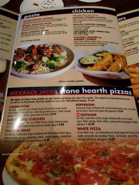 Menu at Kickback Jack's pub & bar, Asheboro