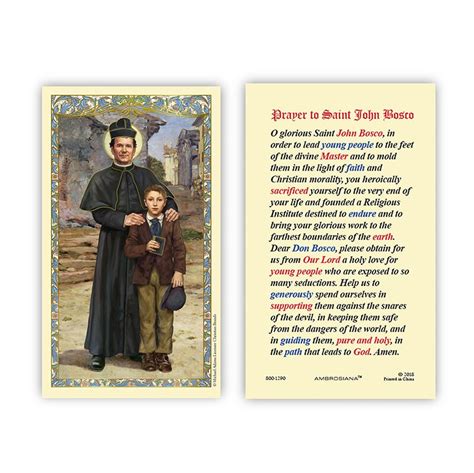 Saint John Bosco Laminated Holy Card 25pk Devotional Items Autom