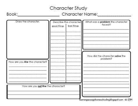 Learning As We Go Character Study Worksheet
