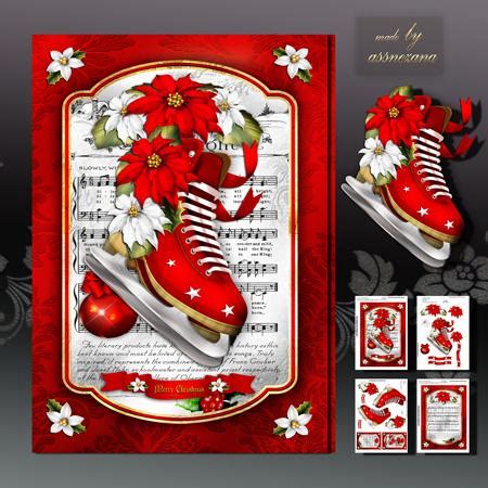 Kits include blank cards and envelopes in unique themes, designs, and colors. Christmas Vintage Red Skates Card Kit - CUP635899_1641 | Craftsuprint